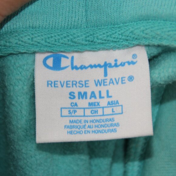 Champion Men's Reverse Weave Light Blue color Hoodie Size Small Spell out - Picture 7 of 7